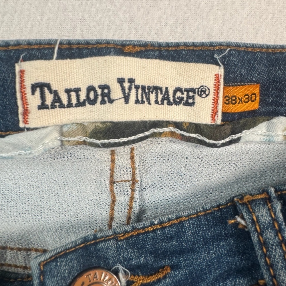Tailor Vintage Jeans Mens 38 Blue Canaan Slim Fit Straight Medium Wash Stretch - Picture 3 of 13